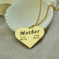 "Mother" Heart Family Names Necklace 18ct Gold Plated
